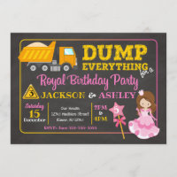 Construction & Princess Joint Birthday Invitation