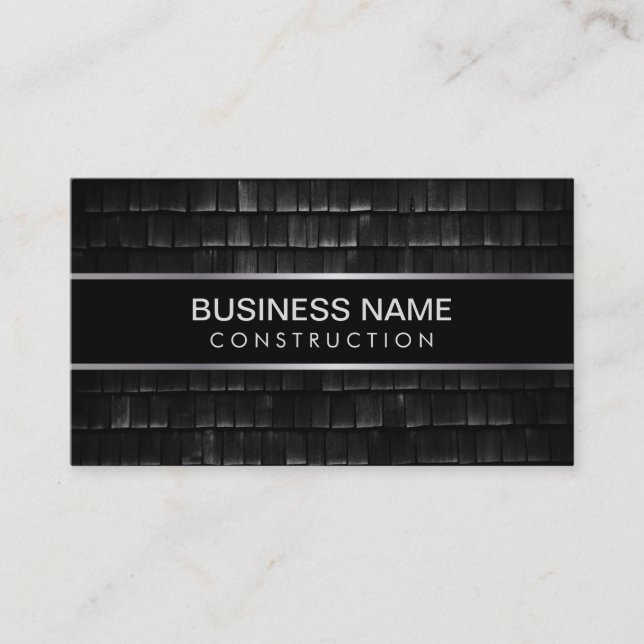 Construction Professional Black Texture Business Card (Front)