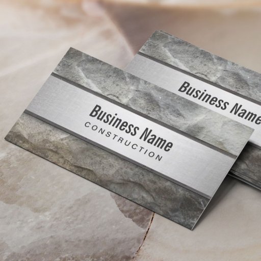 Customizable Construction Professional Metal &amp; Stone Business Card