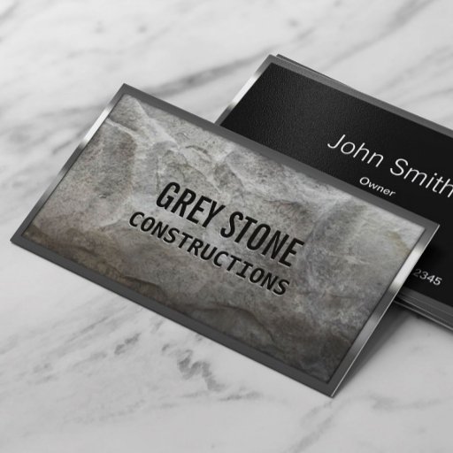 Customizable Construction Professional Metal &amp; Stone Modern Business Card