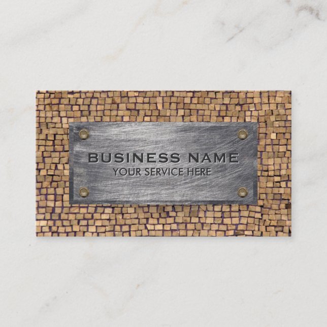 Construction Professional Metal & Wood Business Card (Front)