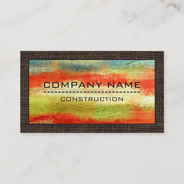 Construction Professional Modern Colorful Wood #4 Business Card (Front)