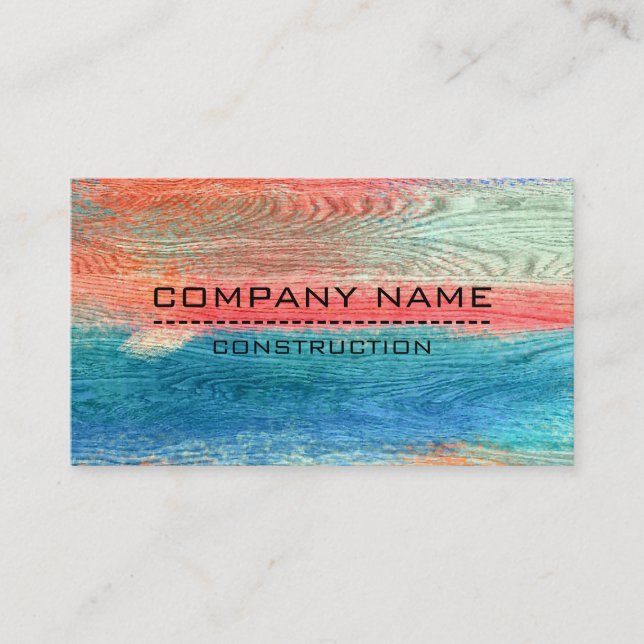 Construction Professional Modern Colorful Wood #5 Business Card (Front)