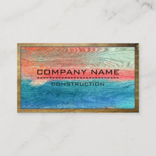 Construction Professional Modern Colorful Wood #8 Business Card