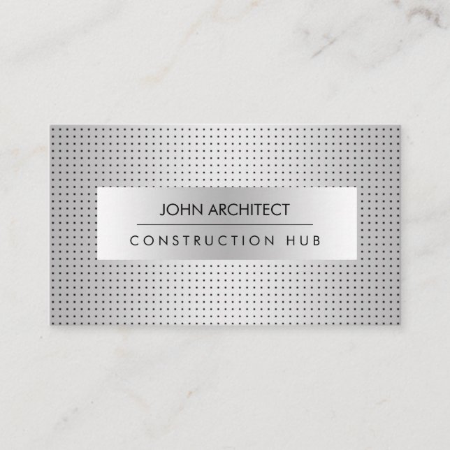 Construction Professional Modern Metal Builder Business Card (Front)