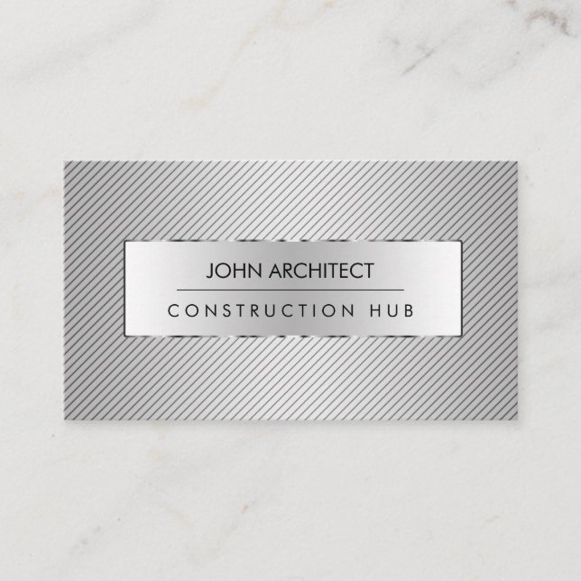 Construction Professional Modern Metal Builder Business Card (Front)