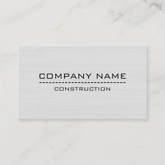 Construction Professional Modern White Wood #2 Business Card (Front)