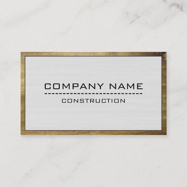 Construction Professional Modern White Wood #3 Business Card (Front)