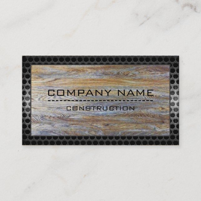 Construction Professional Modern Wood #5 Business Card (Front)