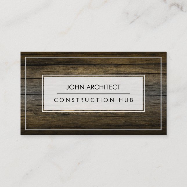 Construction Professional Modern Wood Builder Business Card (Front)