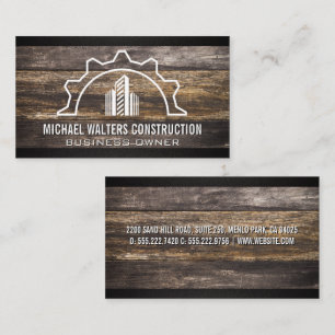 Construction Property Logo Wood Business Card