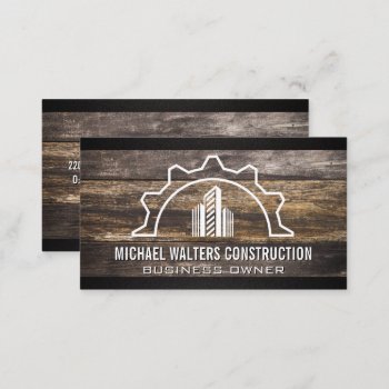 Construction Property Logo | Wood Business Card by lovely_businesscards at Zazzle