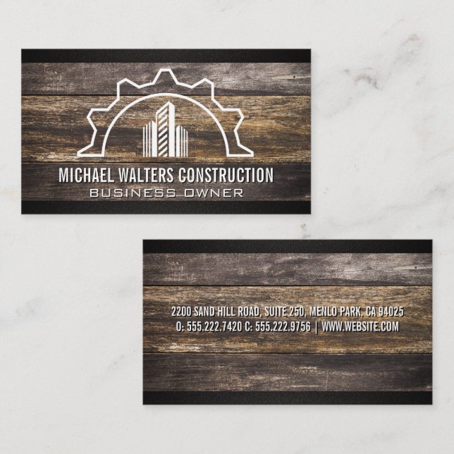 Construction Property Logo | Wood Business Card (Front/Back)