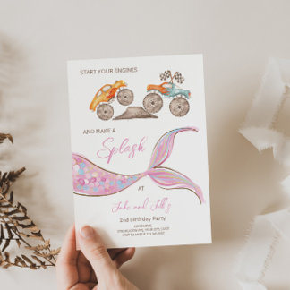 Construction Race Cars Joint Theme Invitation 