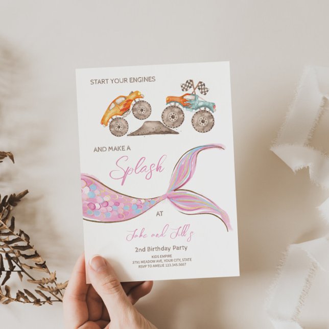 Construction Race Cars Joint Theme Invitation  (Creator Uploaded)