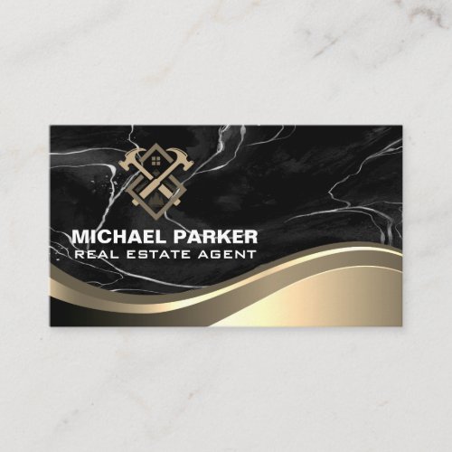 Construction Real Estate  Marble Metal Business C Business Card
