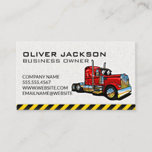 Construction Red Semi Truck Vehicle Business Card