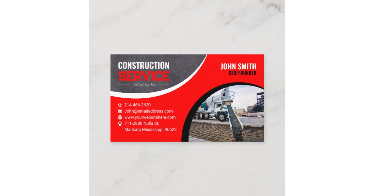 Construction remodeling and concrete business card Zazzle