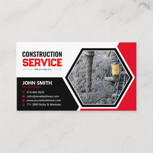 Construction remodeling concrete Roofing Build Business Card