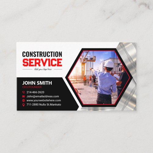 Construction remodeling concrete Roofing Build Business Card