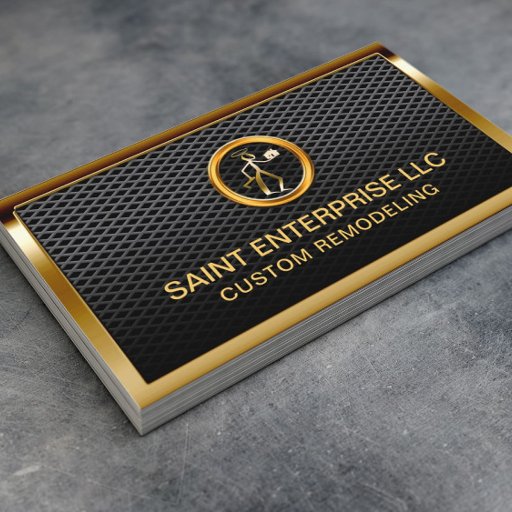 Customizable Construction Remodeling Custom Gold Logo Metallic Business Card