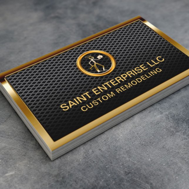 Construction Remodeling Custom Gold Logo Metallic Business Card (Creator Uploaded)