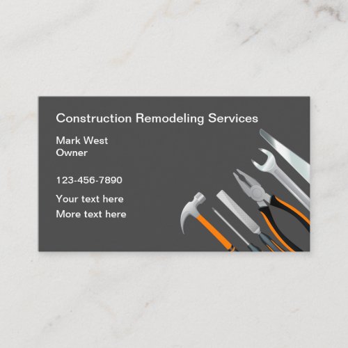 Construction Remodeling Tools Business Cards