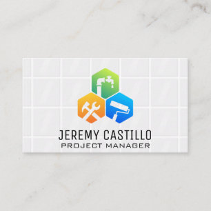 Construction Repair Icons   Bathroom Tiles Business Card