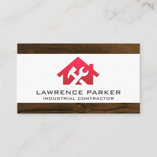 Construction Repair Icons  Red Home Wrench Logo Business Card