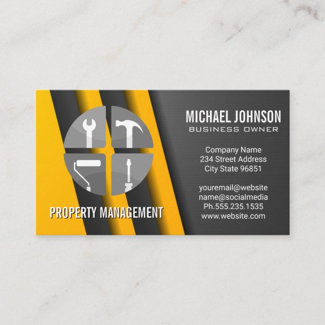 Construction Repair services Icon | Carpentry Business Card (Front)