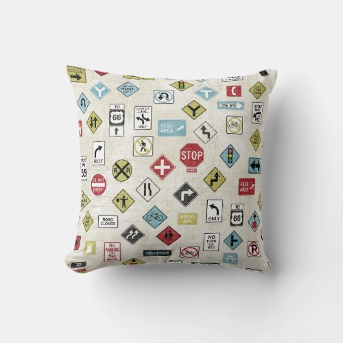 Construction Road Signs Pillow