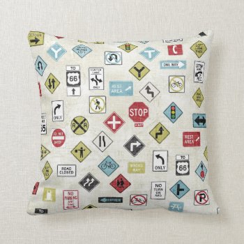 Construction Road Signs Pillow by Musicat at Zazzle