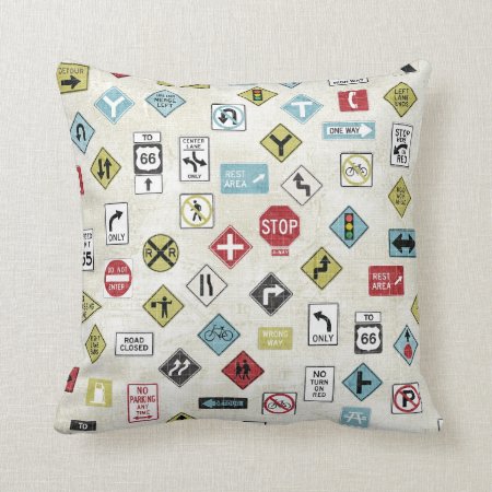 Construction Road Signs Pillow