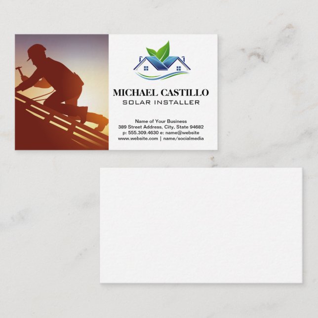 Construction Roof Worker | Installer Business Card (Front/Back)