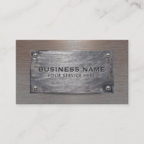 Construction Rusty Copper Metal Plate Business Card