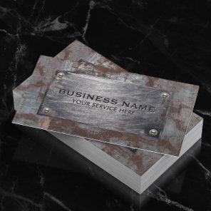 Construction Rusty Metal Plate Professional Business Card