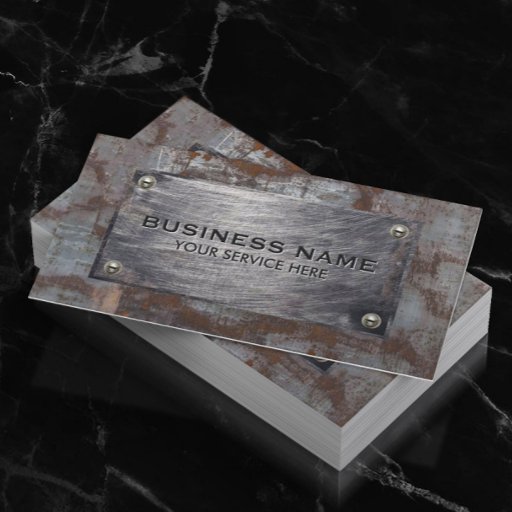 Customizable Construction Rusty Metal Plate Professional Business Card
