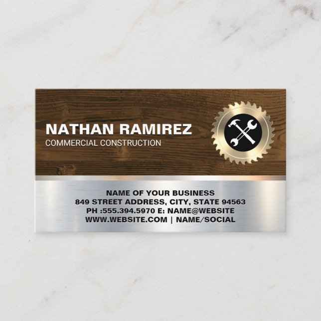 Construction | Saw and Wood | Hardware Tools Business Card (Front)