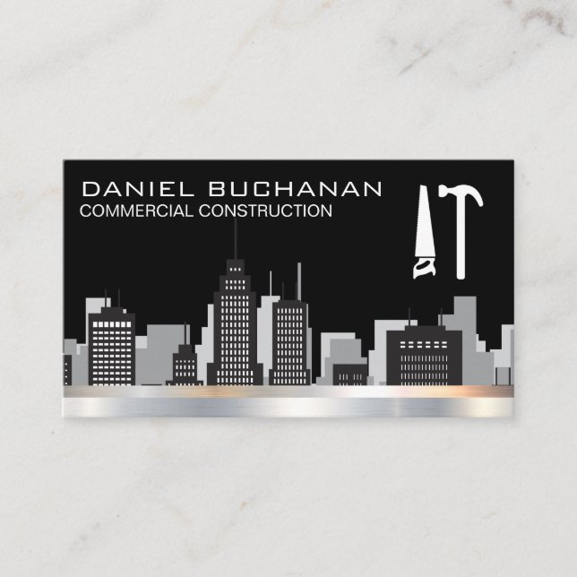 Construction | Saw Hammer Tools | Cityscape  Business Card (Front)