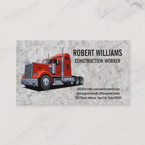 Construction  Semi Truck  Concrete Background Appointment Card