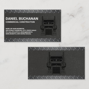 Construction Semi Truck   Metallic Steel Business Card