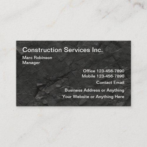 Construction Services Black Business Cards