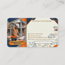Construction services editable business card