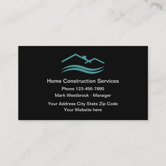 Construction Services Modern Business Cards (Front)