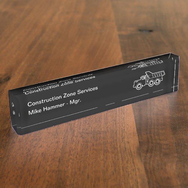 Construction Services Modern Desk Name Plate (Side)