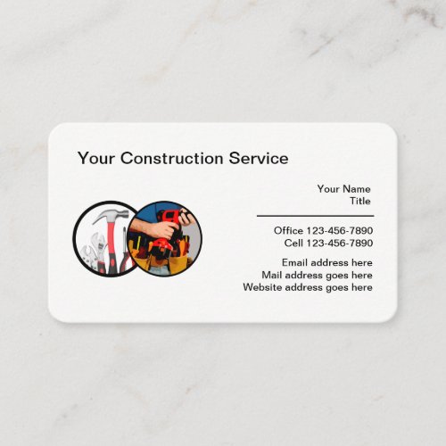 Construction Services Rounded Corner Business Card