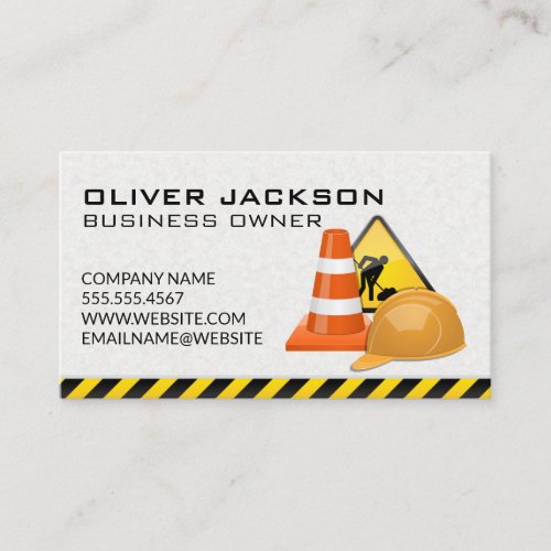 Construction Sign and Cone | Hard Hat Business Card