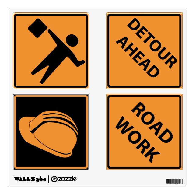 Construction Signs Wall Decals (Front)