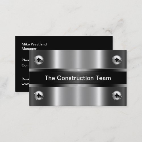 Construction Silver Metallic Tone Look Business Card