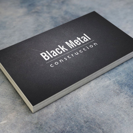 Construction Simple Dark Leather Bold Text Business Card